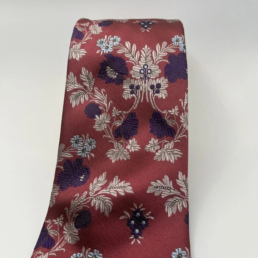 Christian Lacroix 100% Silk Tie Pink Purple Blue Floral Made In Italy 57x3.5